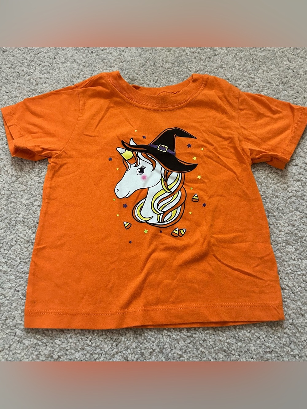🎃 Halloween Orange Unicorn Witch Kids Costume Tee 2T